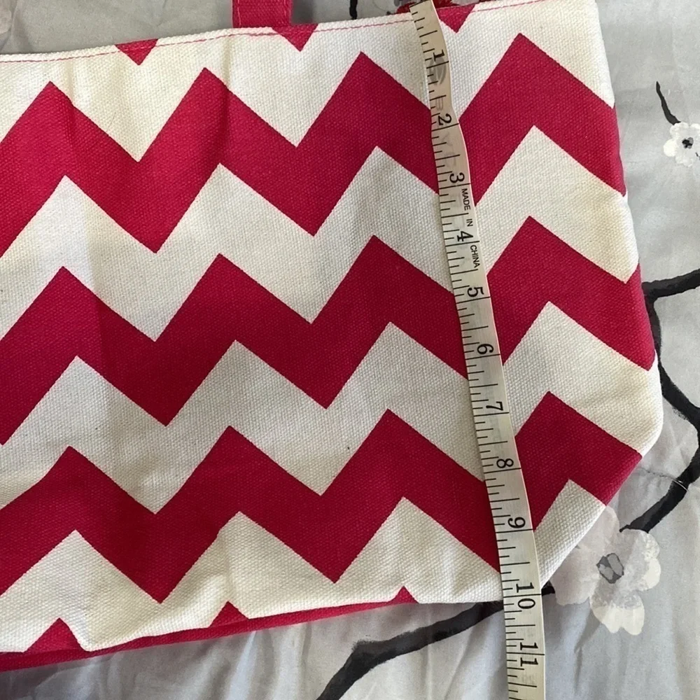 Vibrant Pink Chevron Print Tote Bag